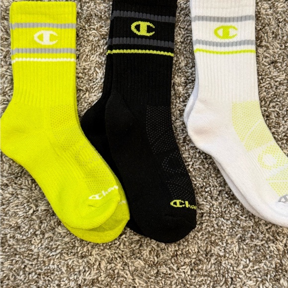 Champion Other - Champion Youth Athletic Crew Socks - Neon Yellow, Black, White
